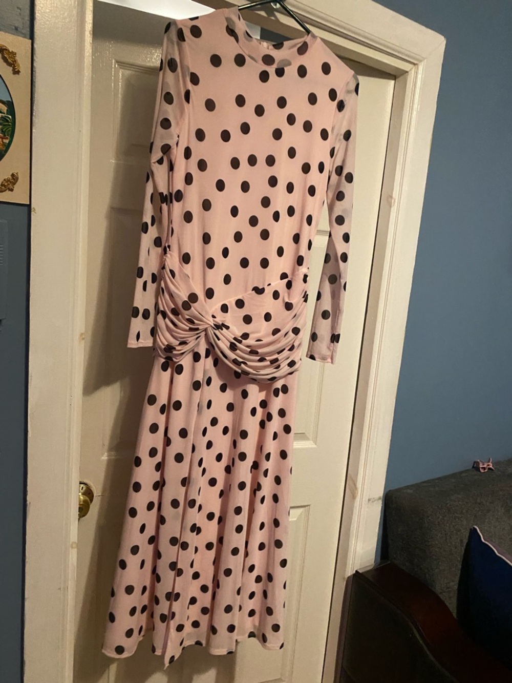 Premier Pink and Black Polka Dot Long Sleeve Dress